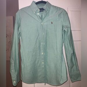 Custom fit Ralph Lauren Green Button Down WOMENS shirt size SMALL